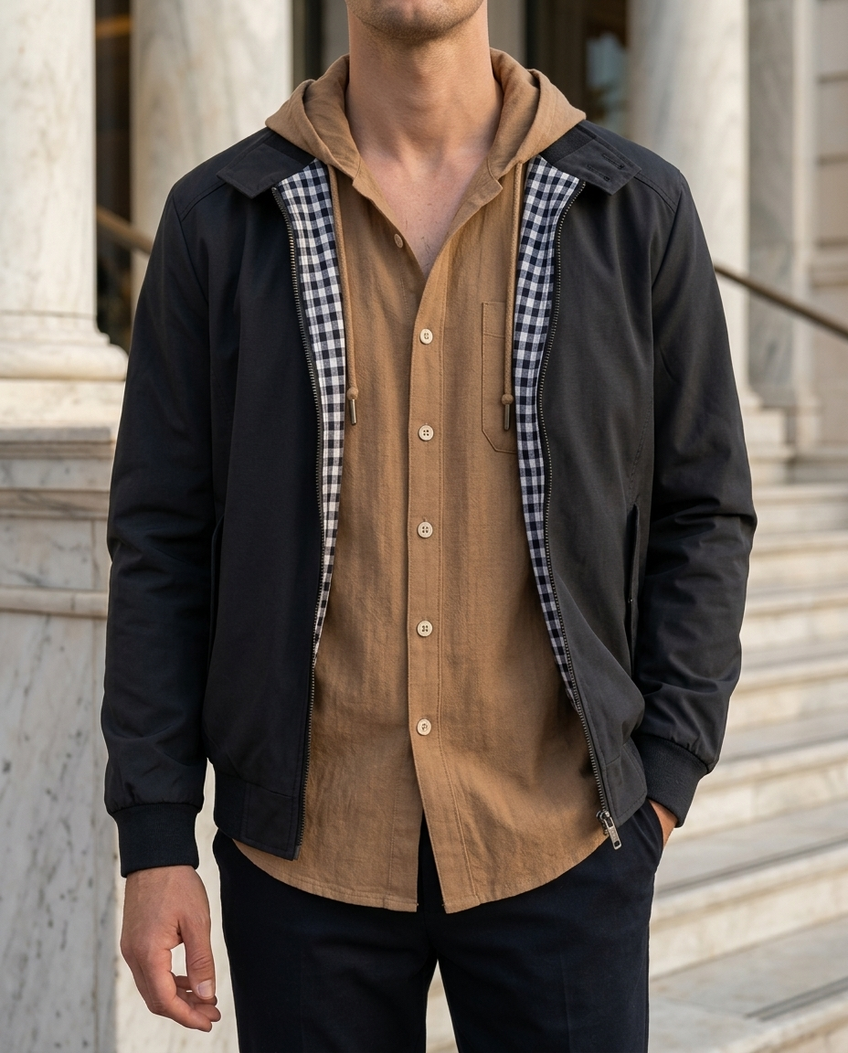 Chemise homme capuche boutonnée