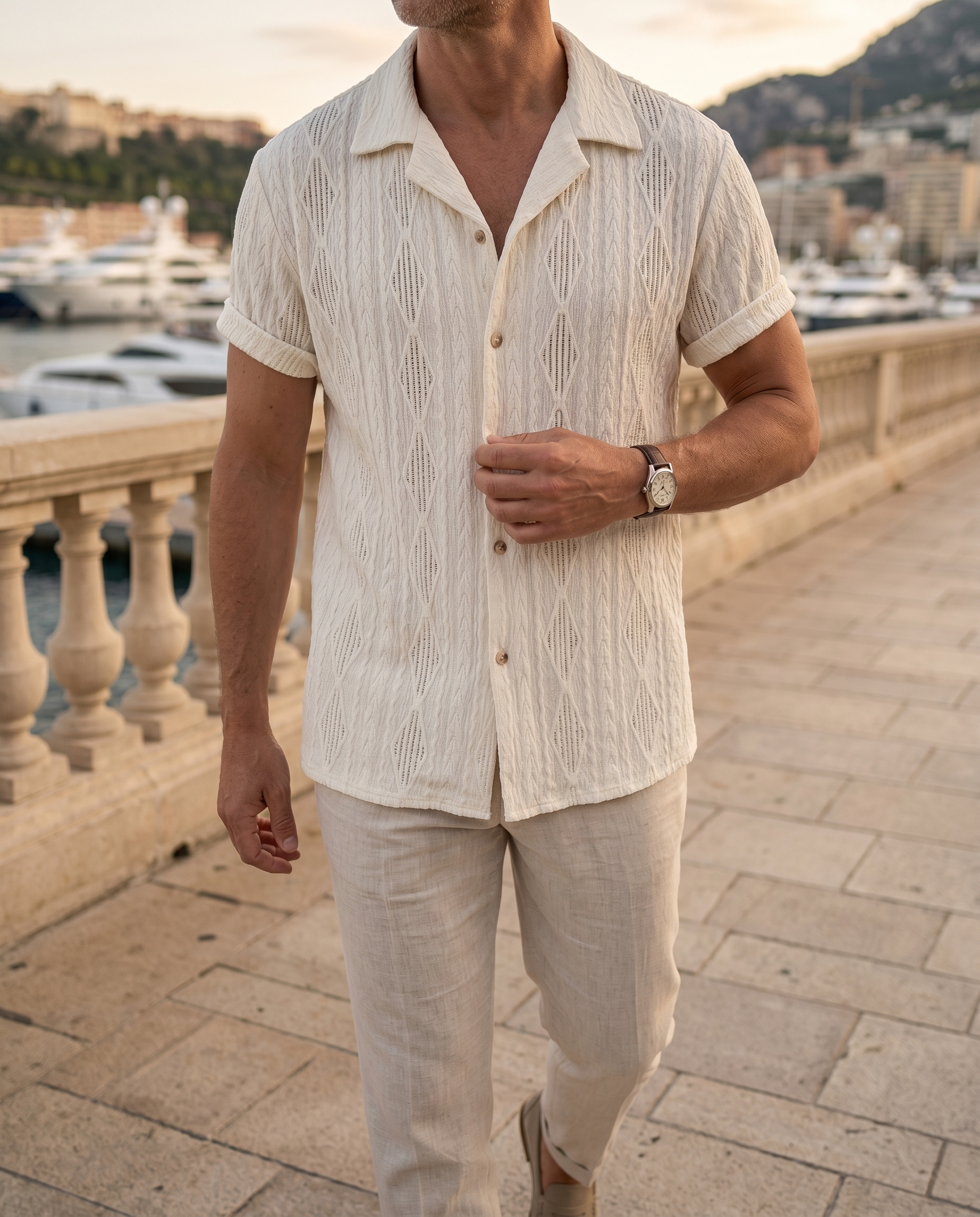 Chemise homme jacquard manches courtes
