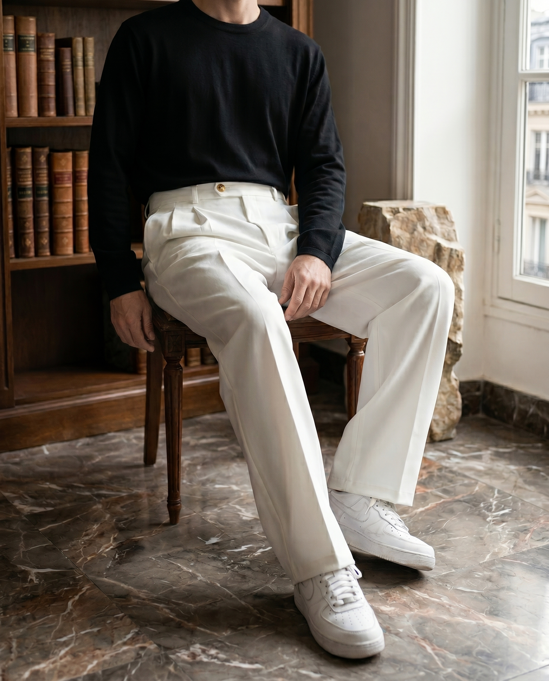 Pantalon homme à plis
