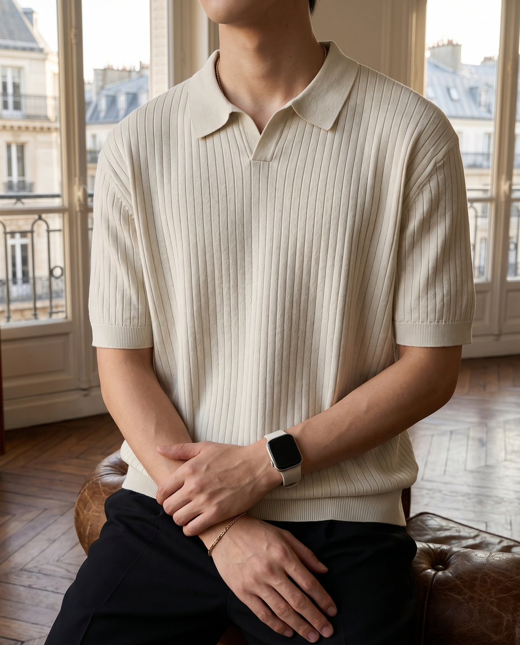 Polo homme côtelé