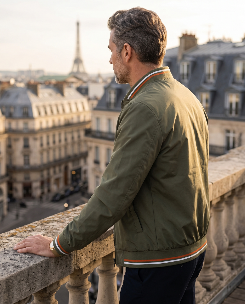 Blouson bomber homme zippé col montant