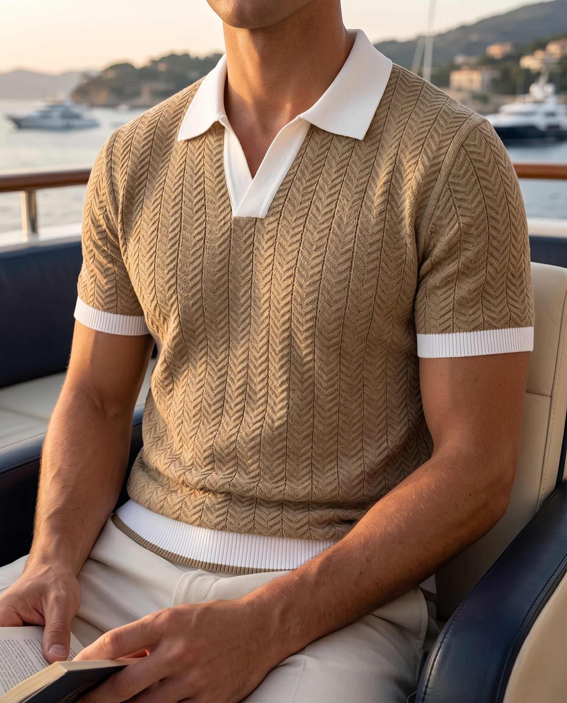 Polo homme maille texturée