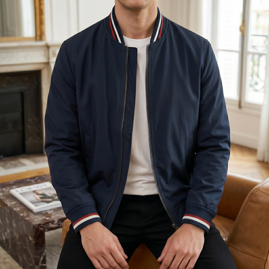 Veste homme zippée col côtelé