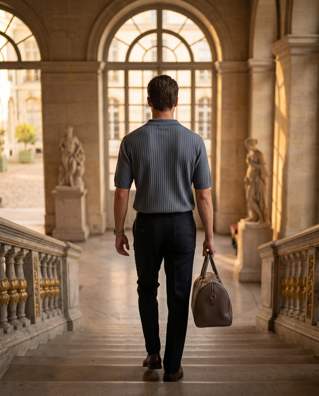 Polo homme côtelé