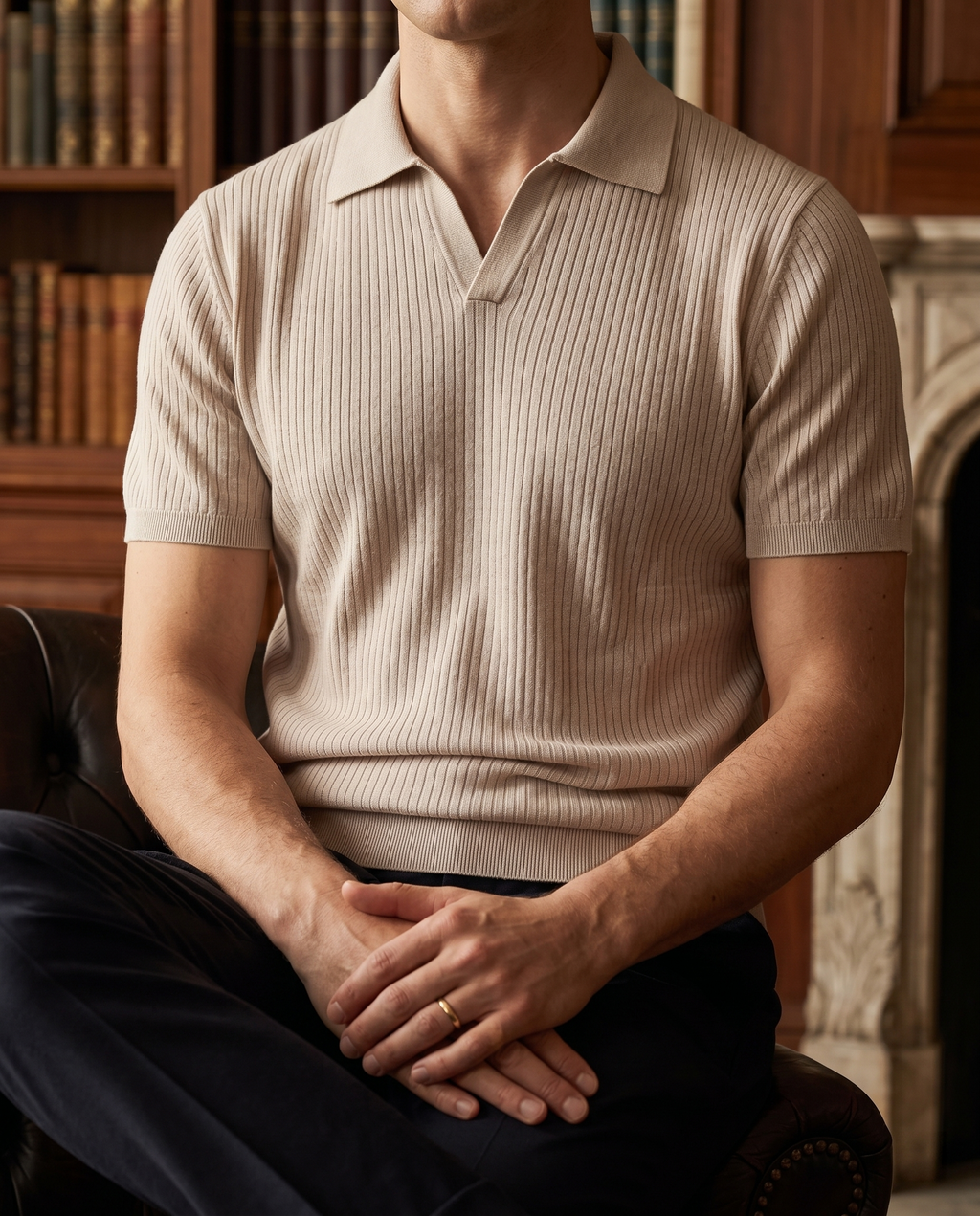 Polo homme maille côtelée