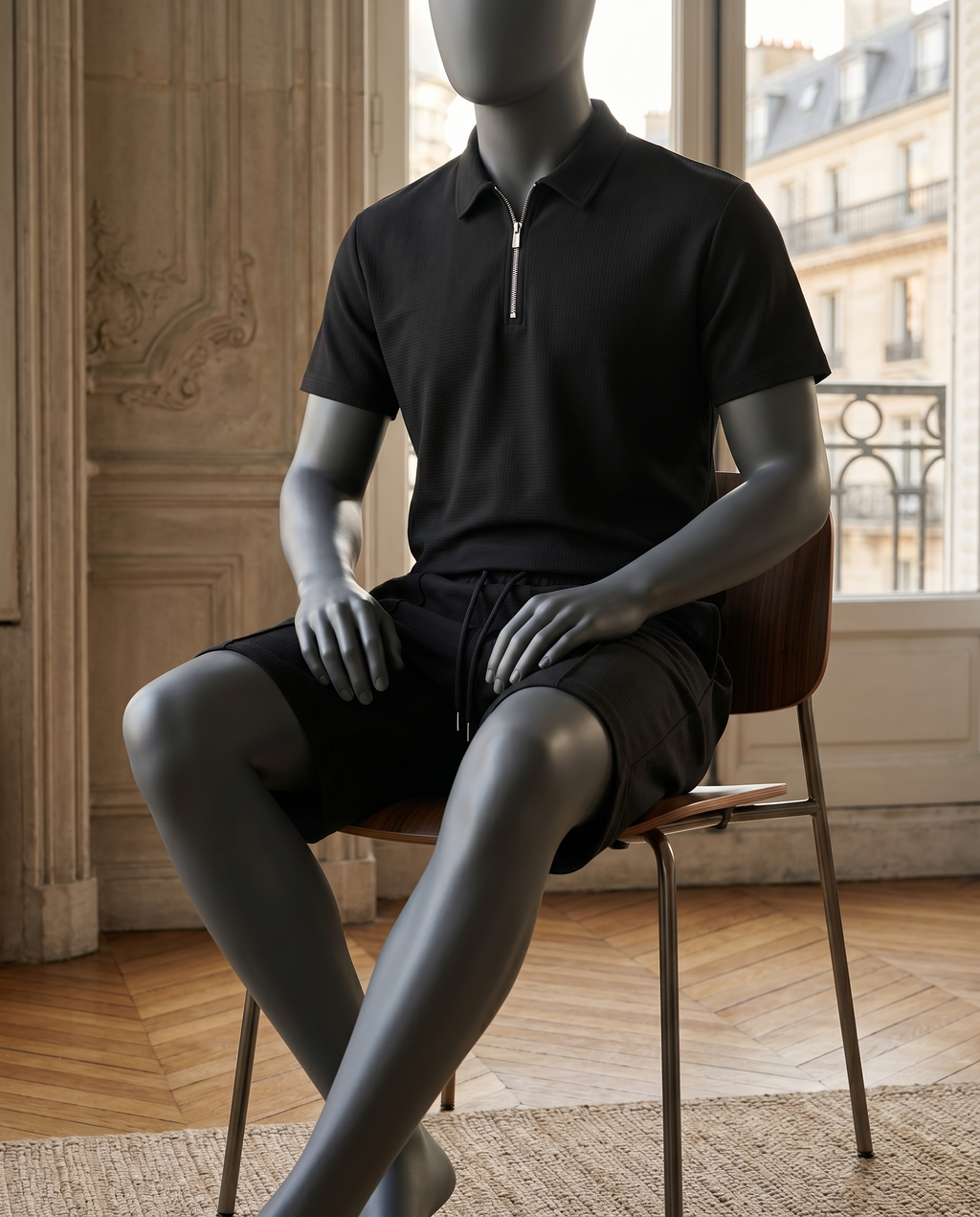 Ensemble homme polo demi-zip et short