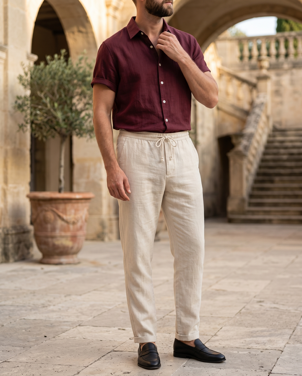 Ensemble homme chemise boutonnée pantalon droit
