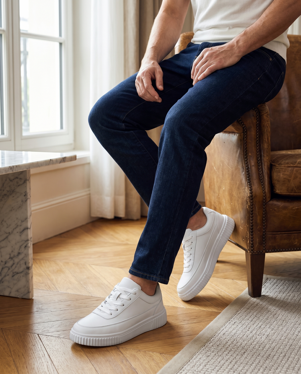 Baskets homme coutures visibles