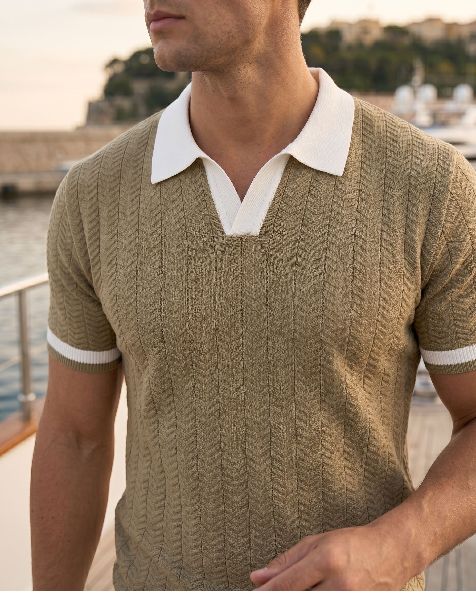 Polo homme maille texturée