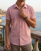 Chemise homme manches courtes texturée