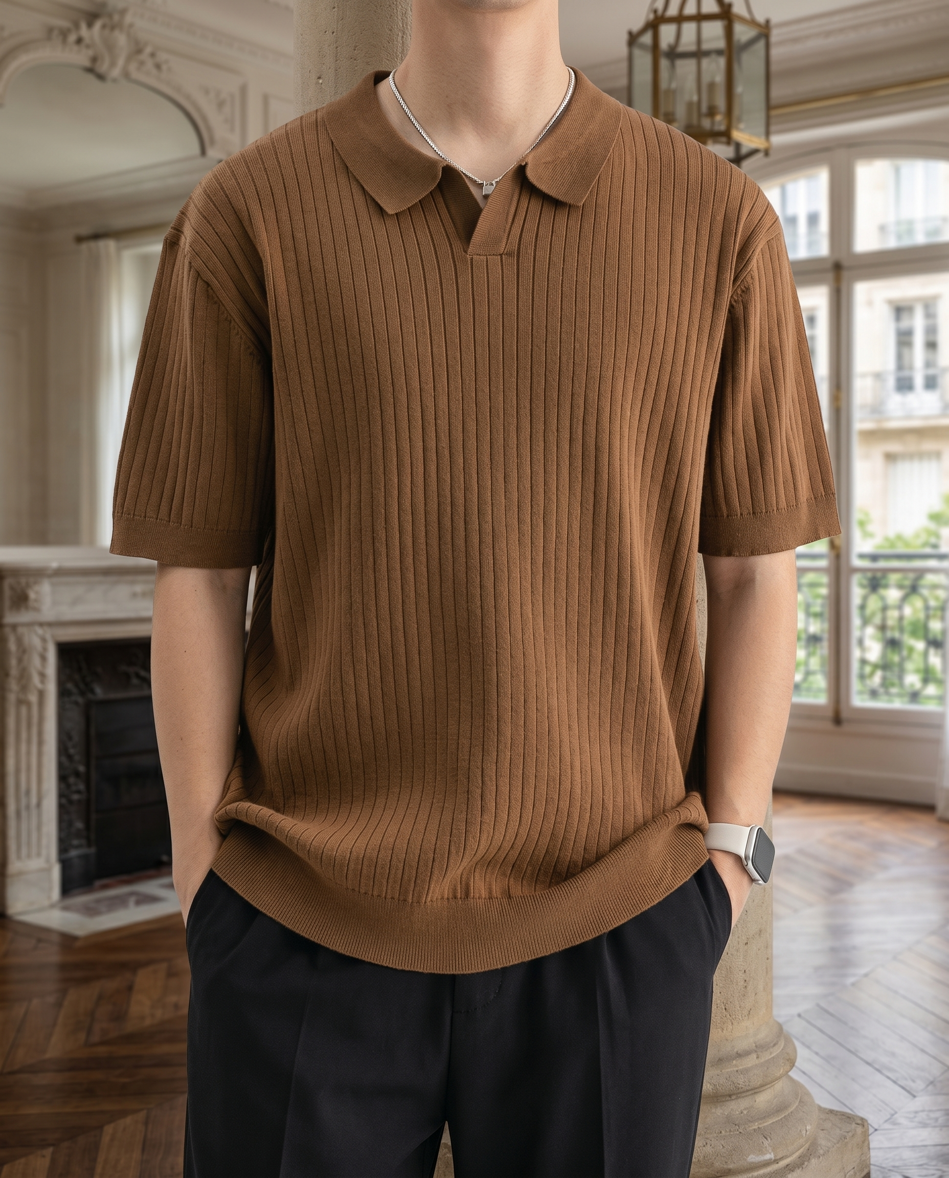 Polo homme côtelé