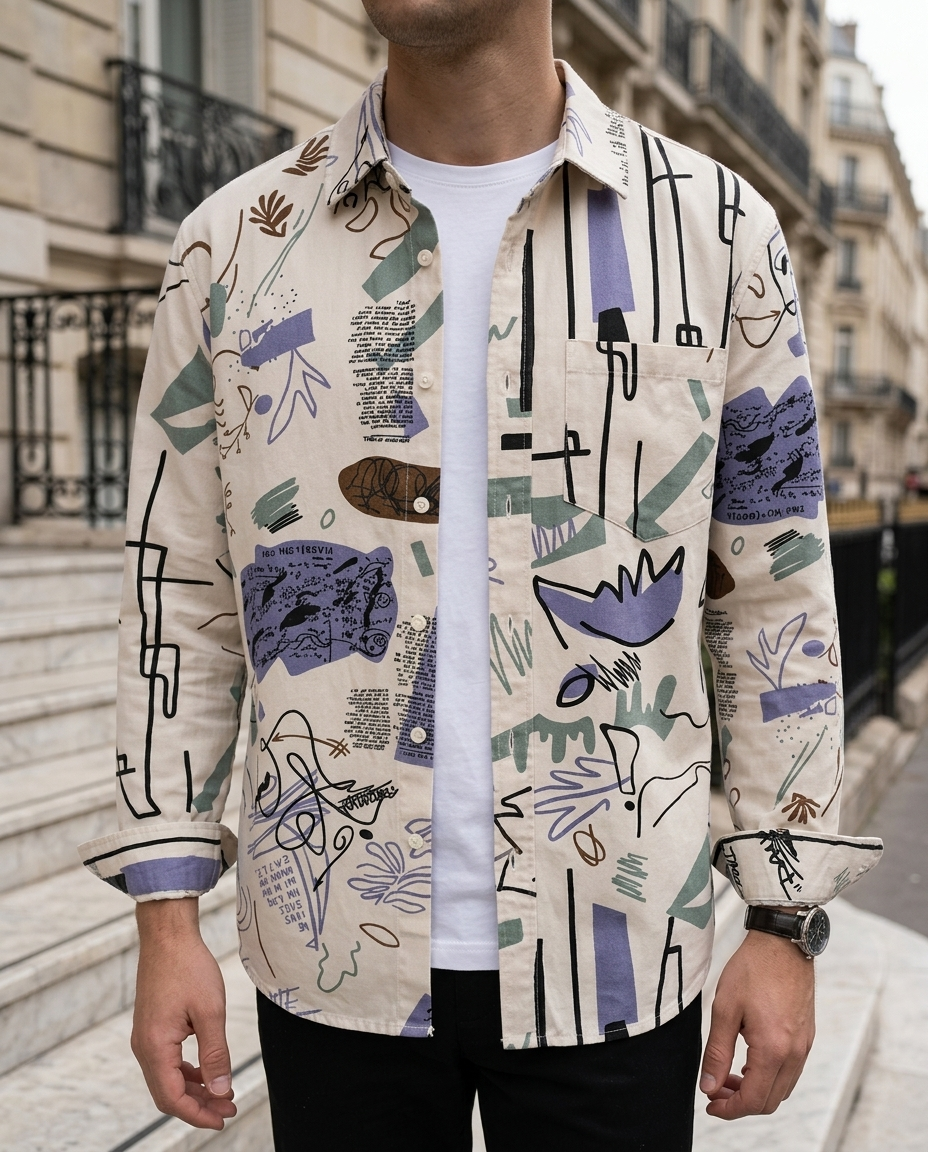 Chemise homme à imprimé artistique