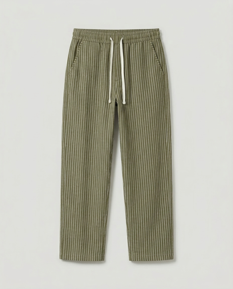 Pantalon homme rayé ample