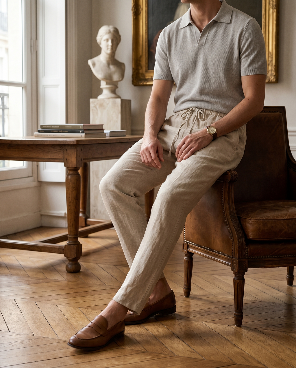 Pantalon homme taille élastiquée cordon