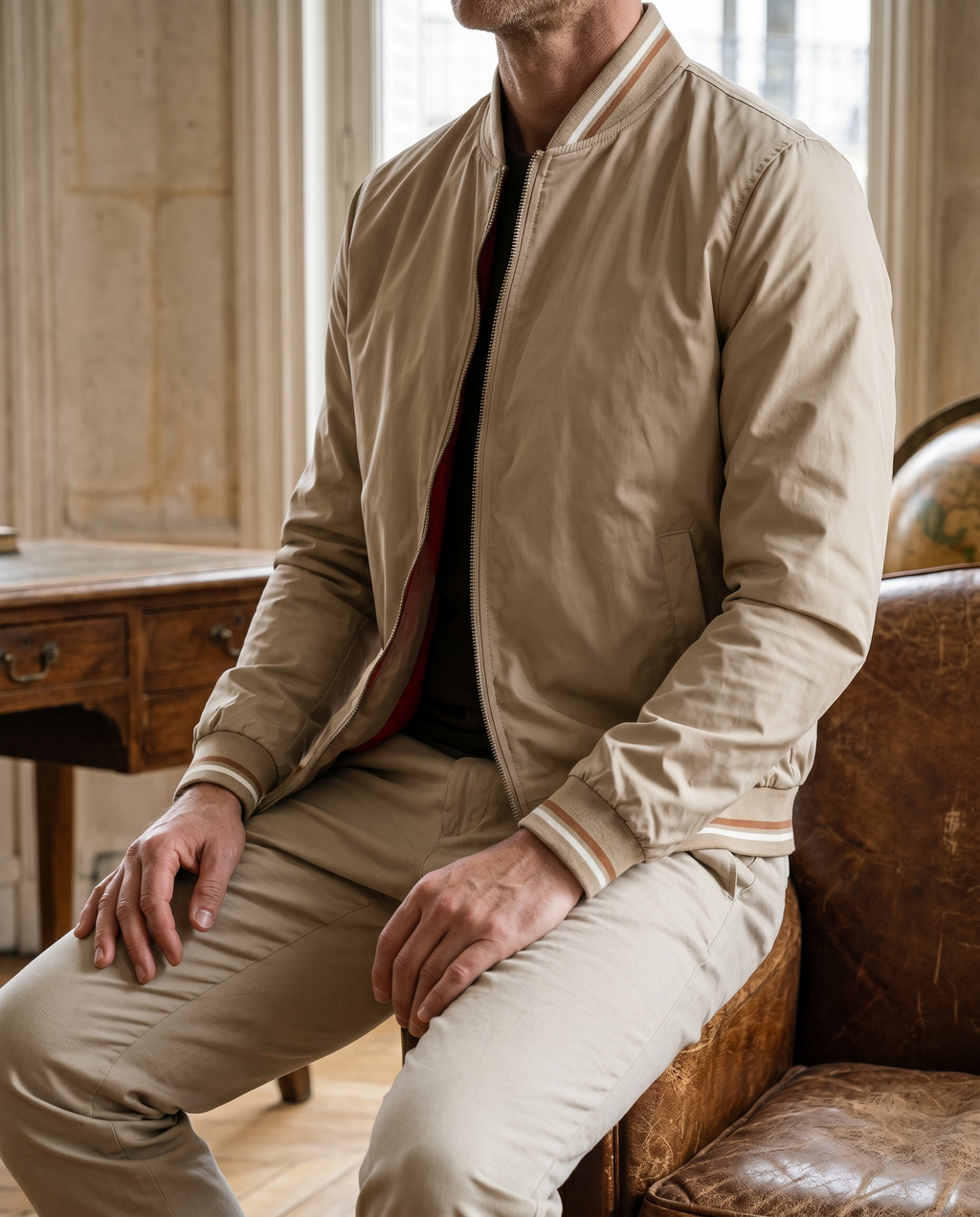 Blouson bomber homme zippé col montant
