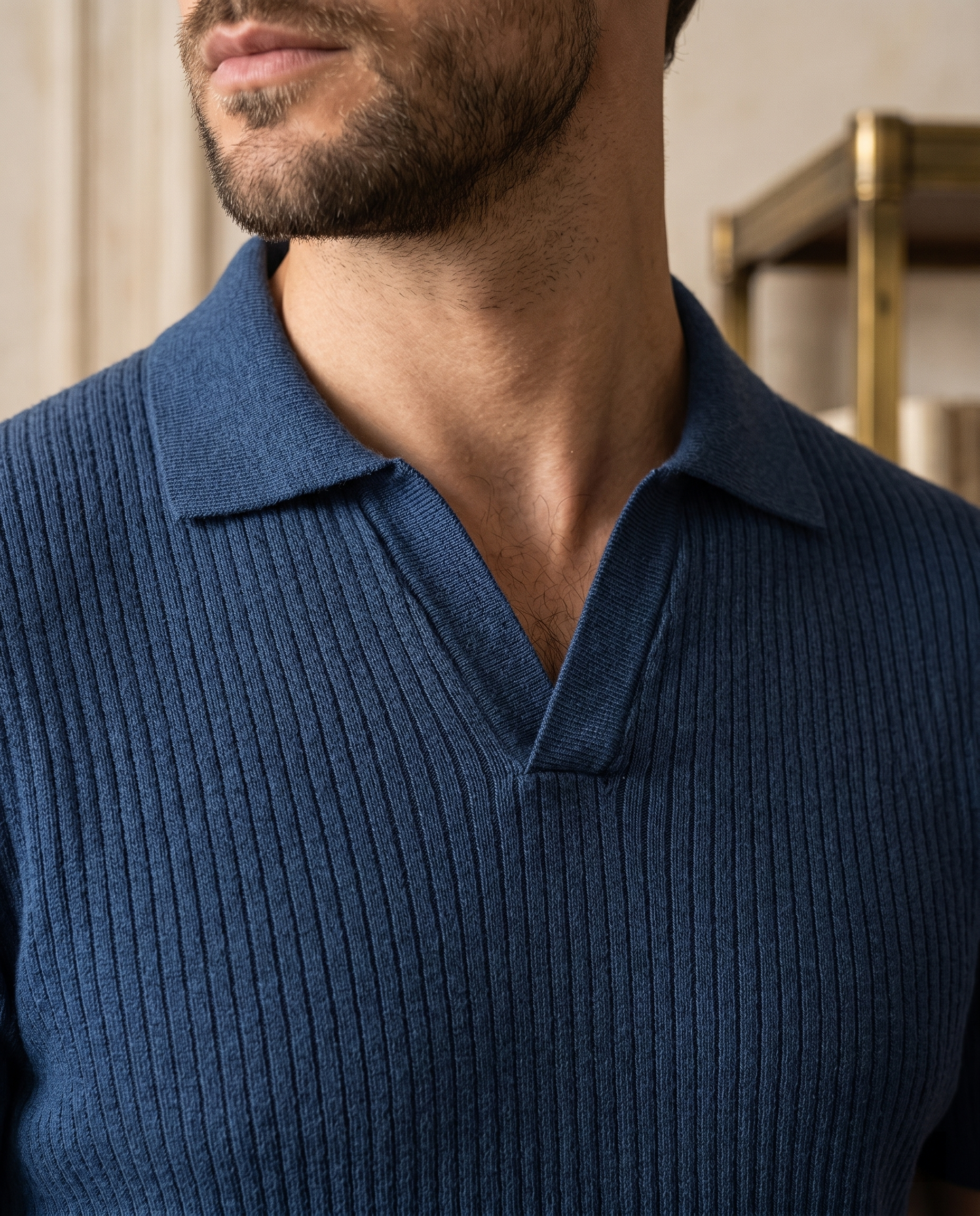 Polo homme maille côtelée