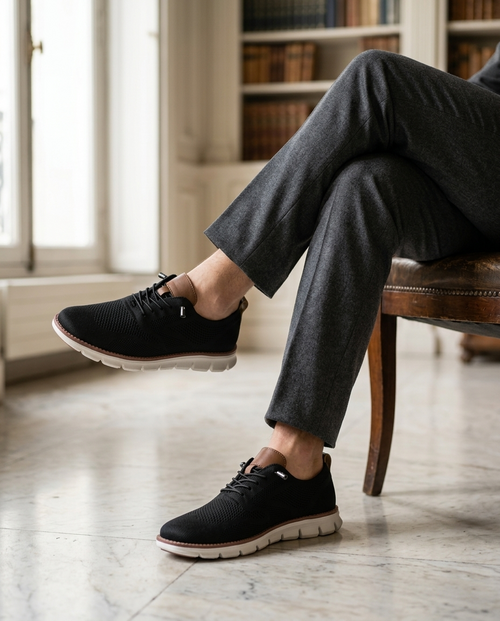 Baskets homme maille à lacets