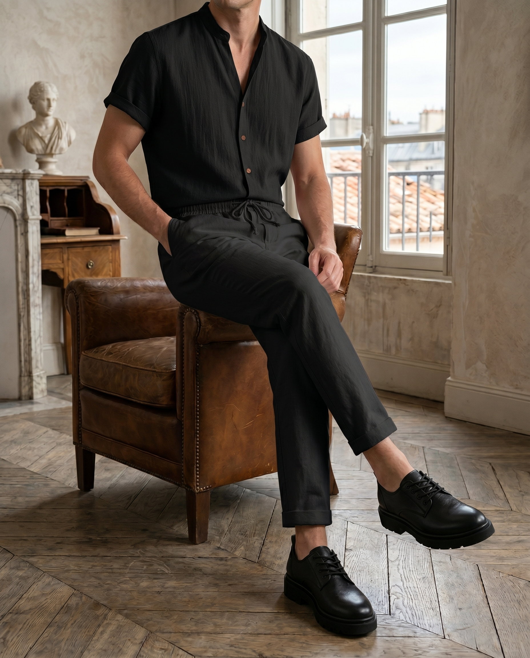 Ensemble homme chemise col mao
