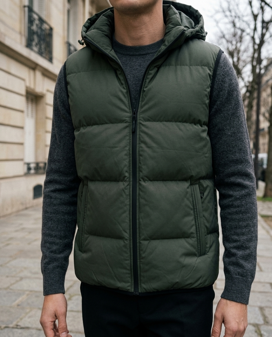 Doudoune sans manches homme matelassée à capuche