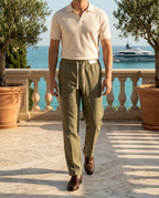 Pantalon homme rayé ample