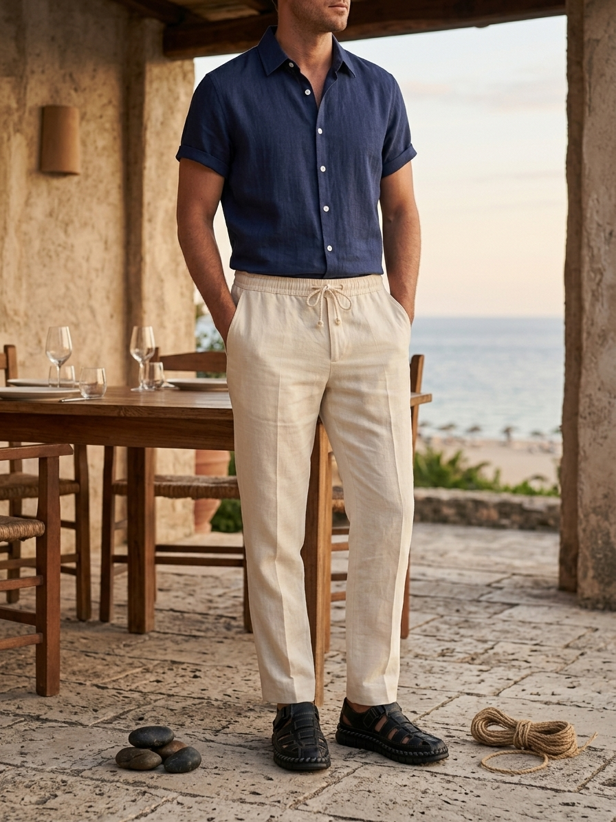 Ensemble homme chemise boutonnée pantalon droit