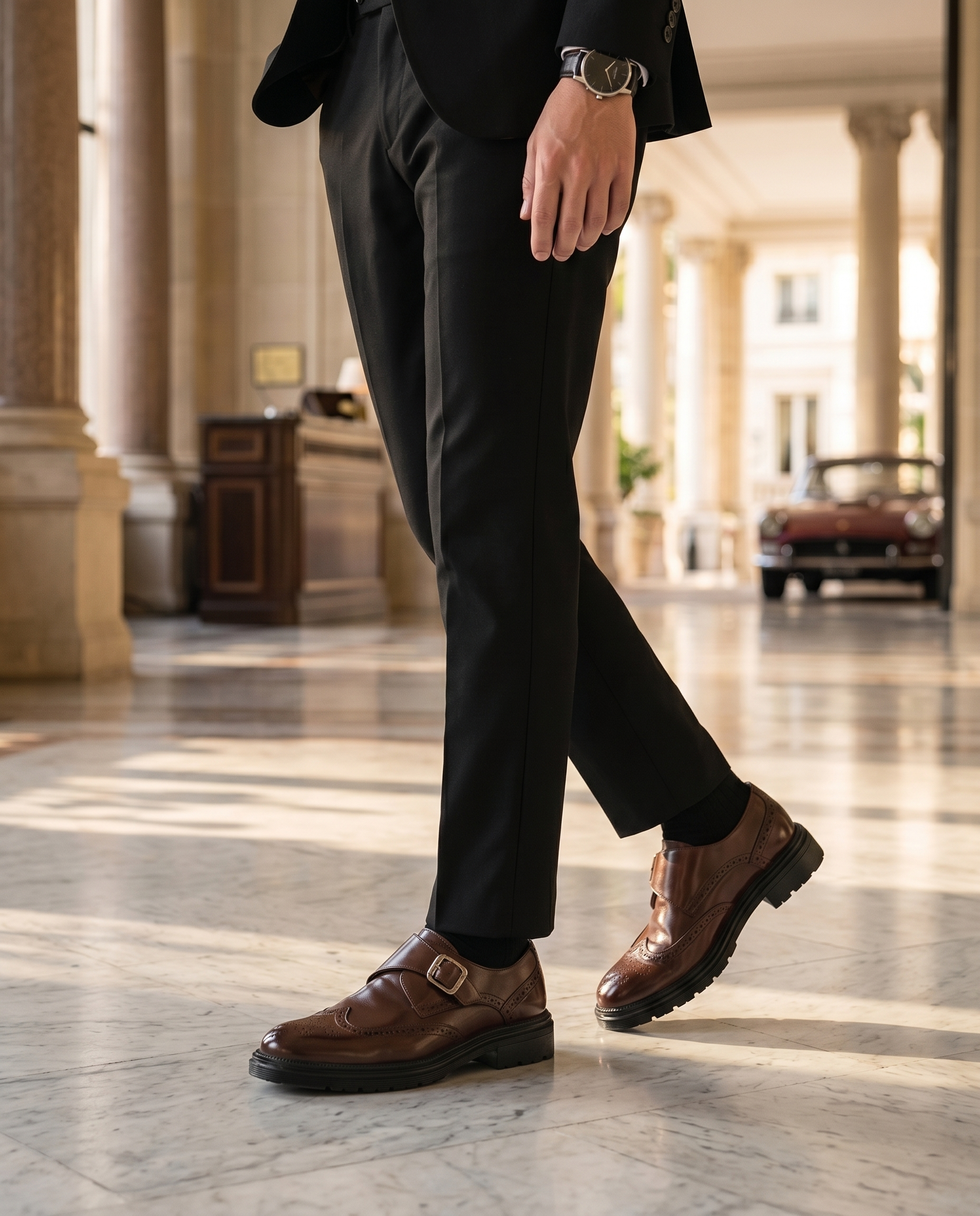 Chaussures homme à boucle perforées