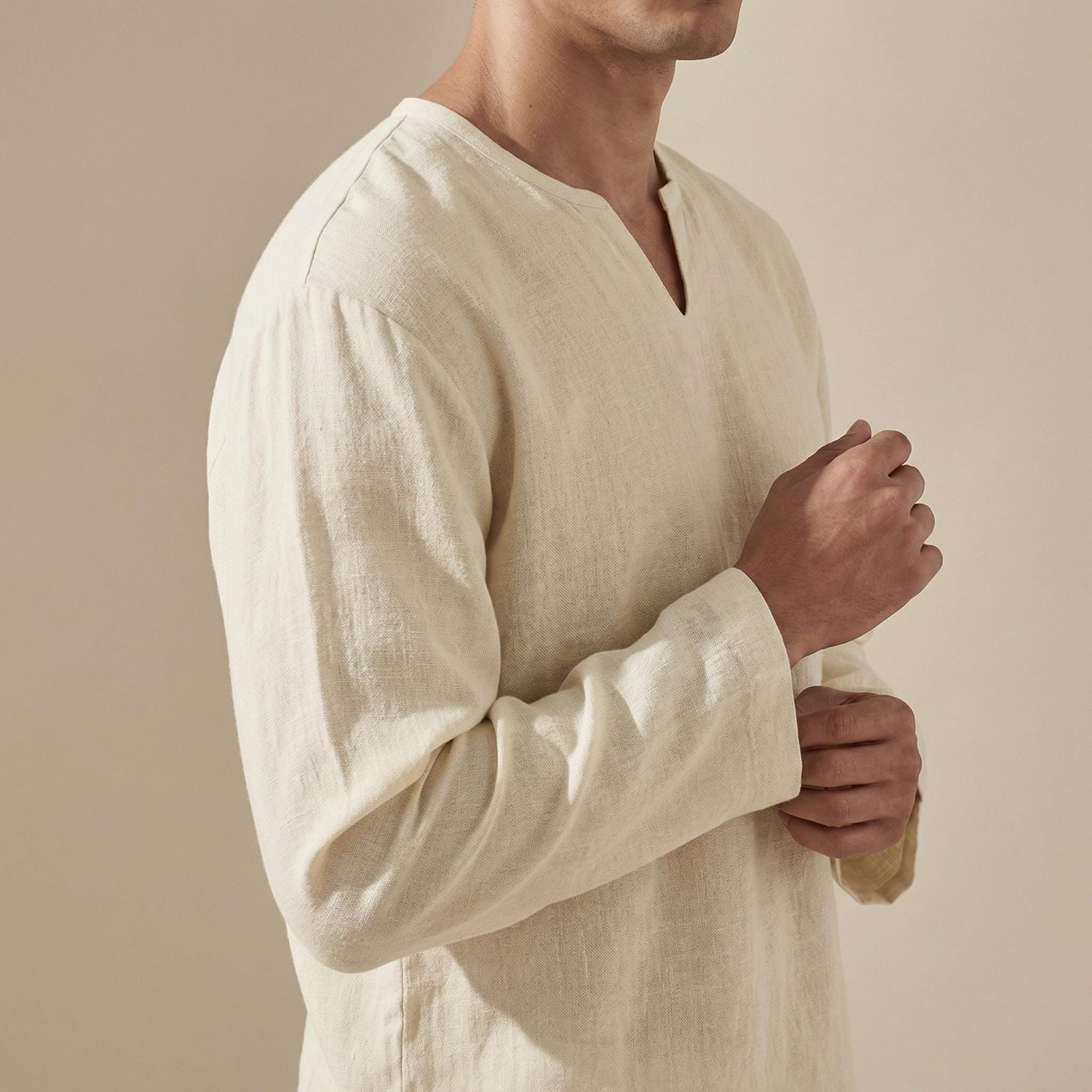Chemise homme col fendu
