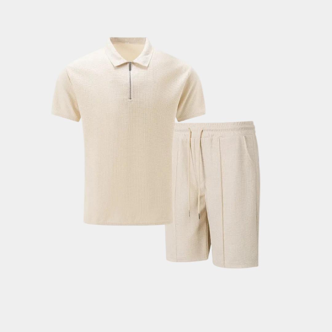 Ensemble homme polo demi-zip et short