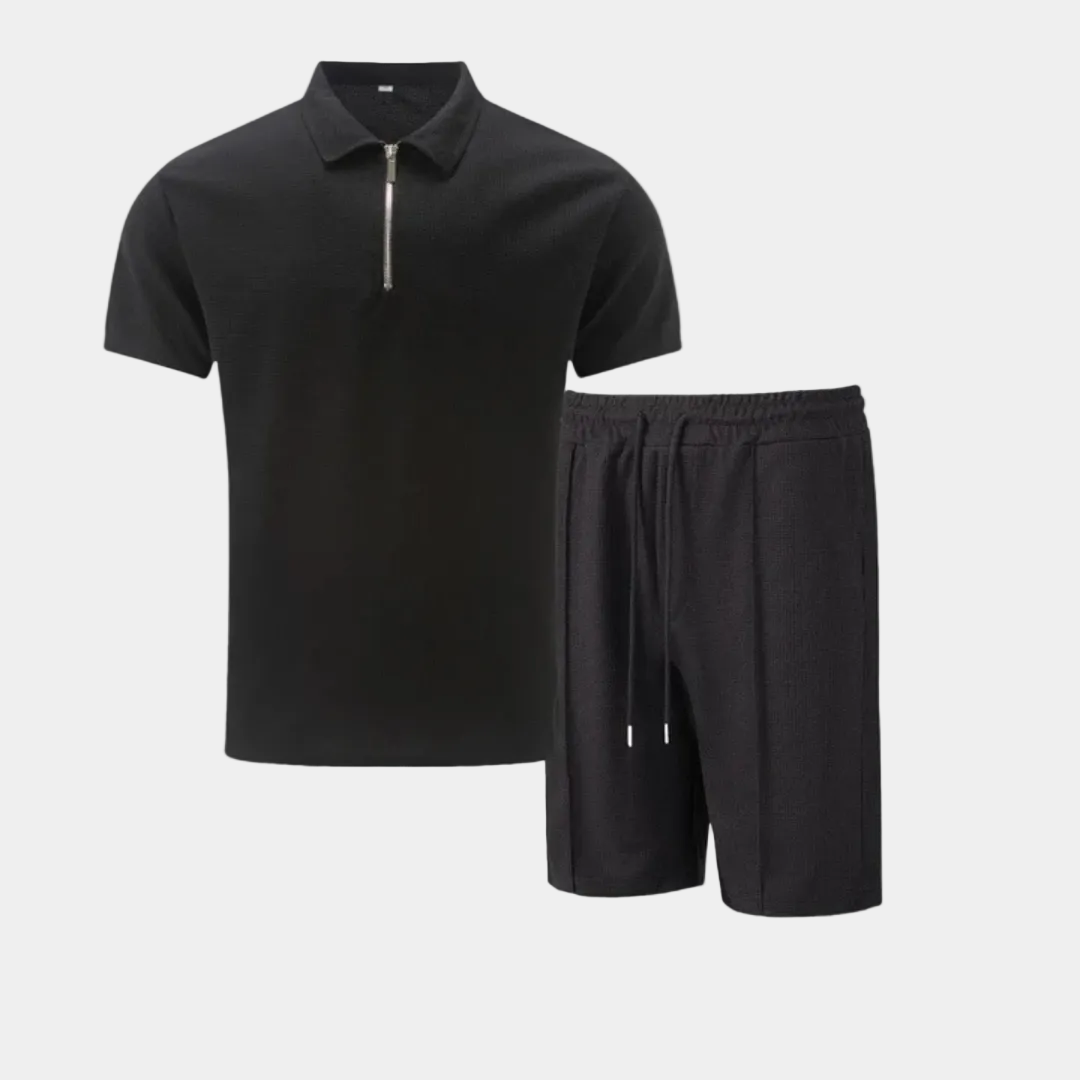 Ensemble homme polo demi-zip et short