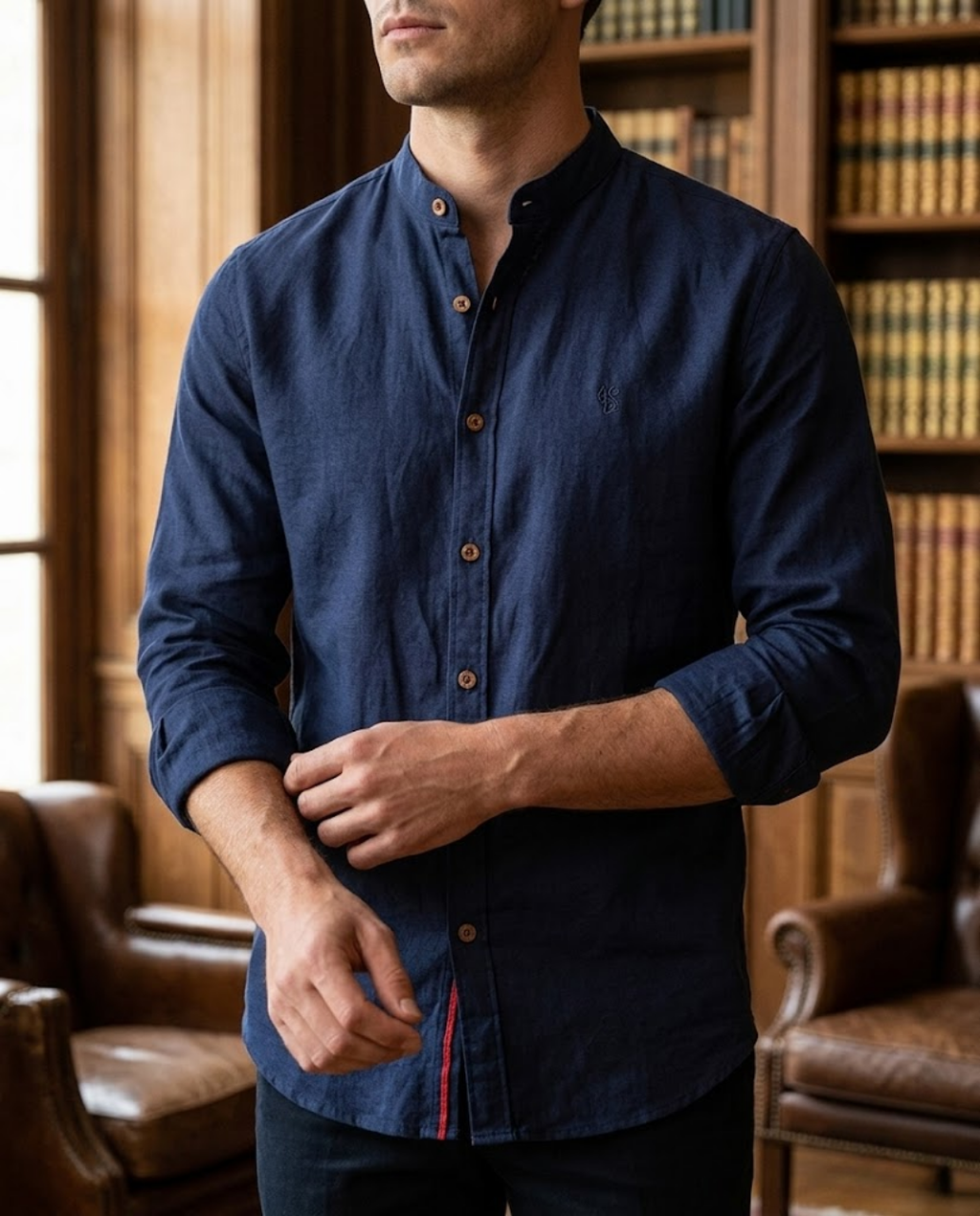 Chemise homme col mao boutonnée