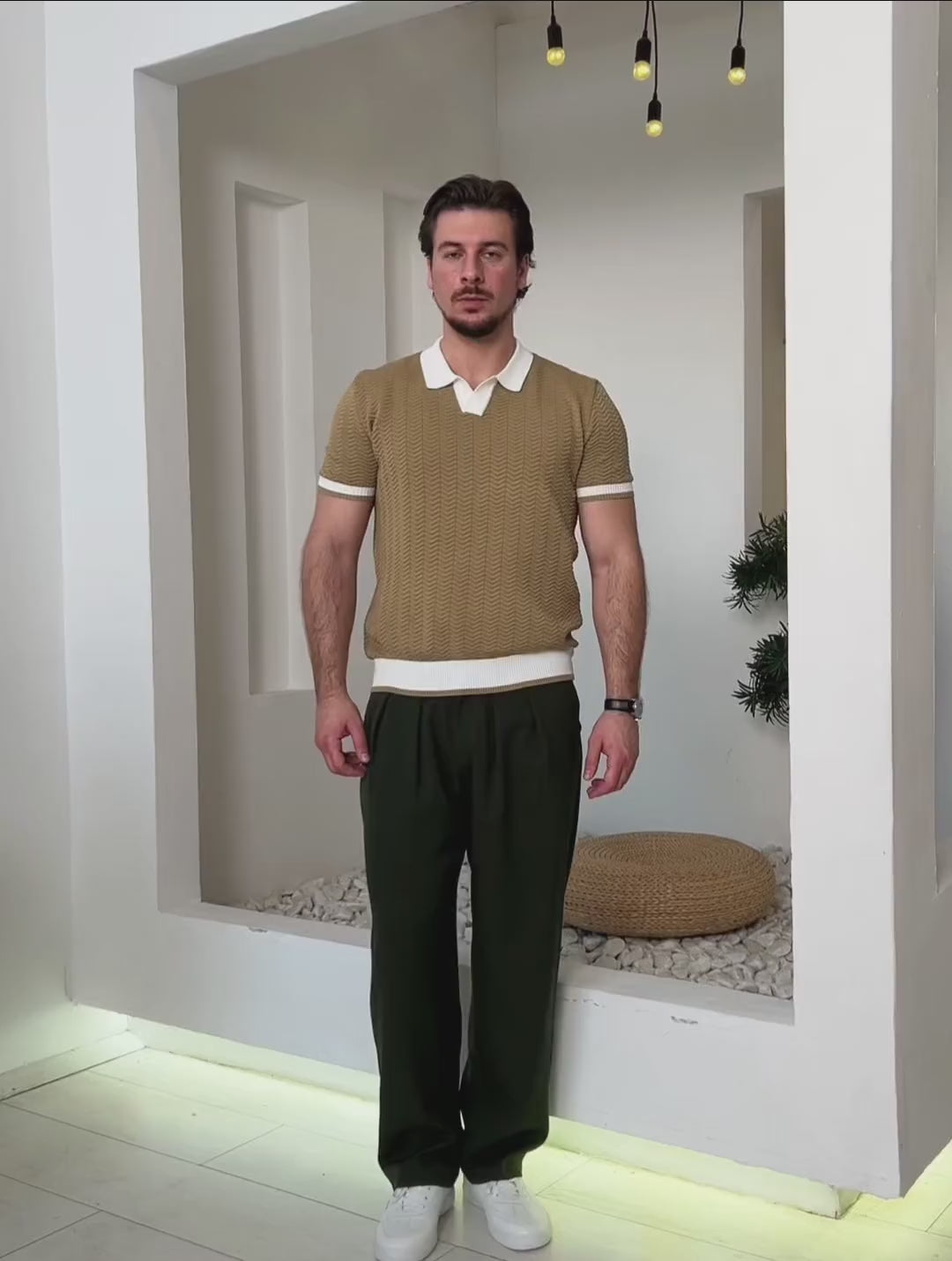 Polo homme maille texturée