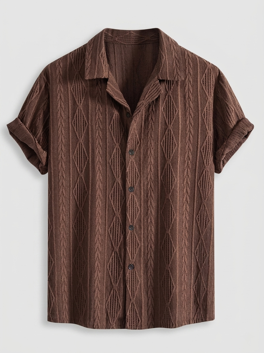 Chemise homme jacquard manches courtes