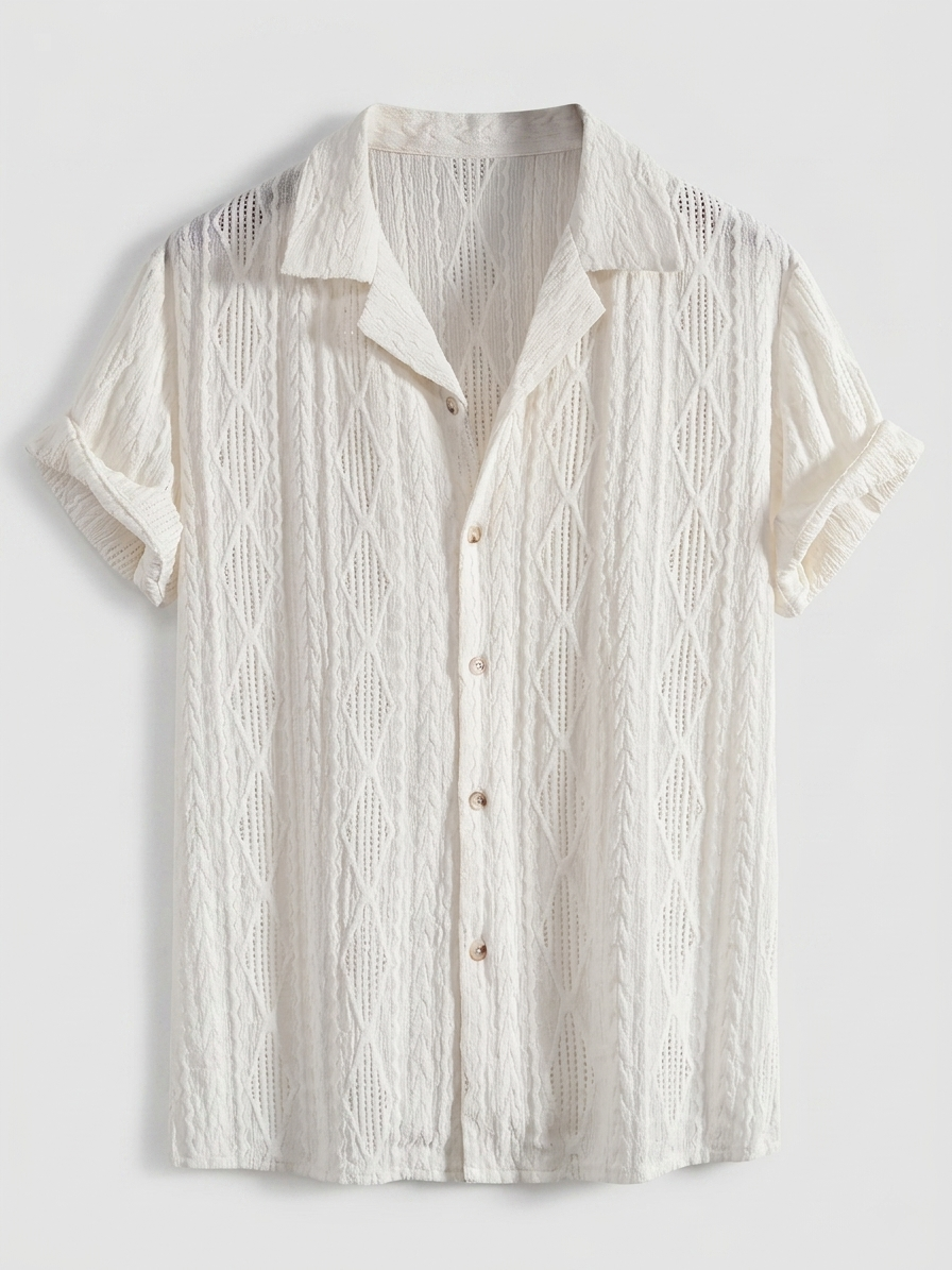 Chemise homme jacquard manches courtes