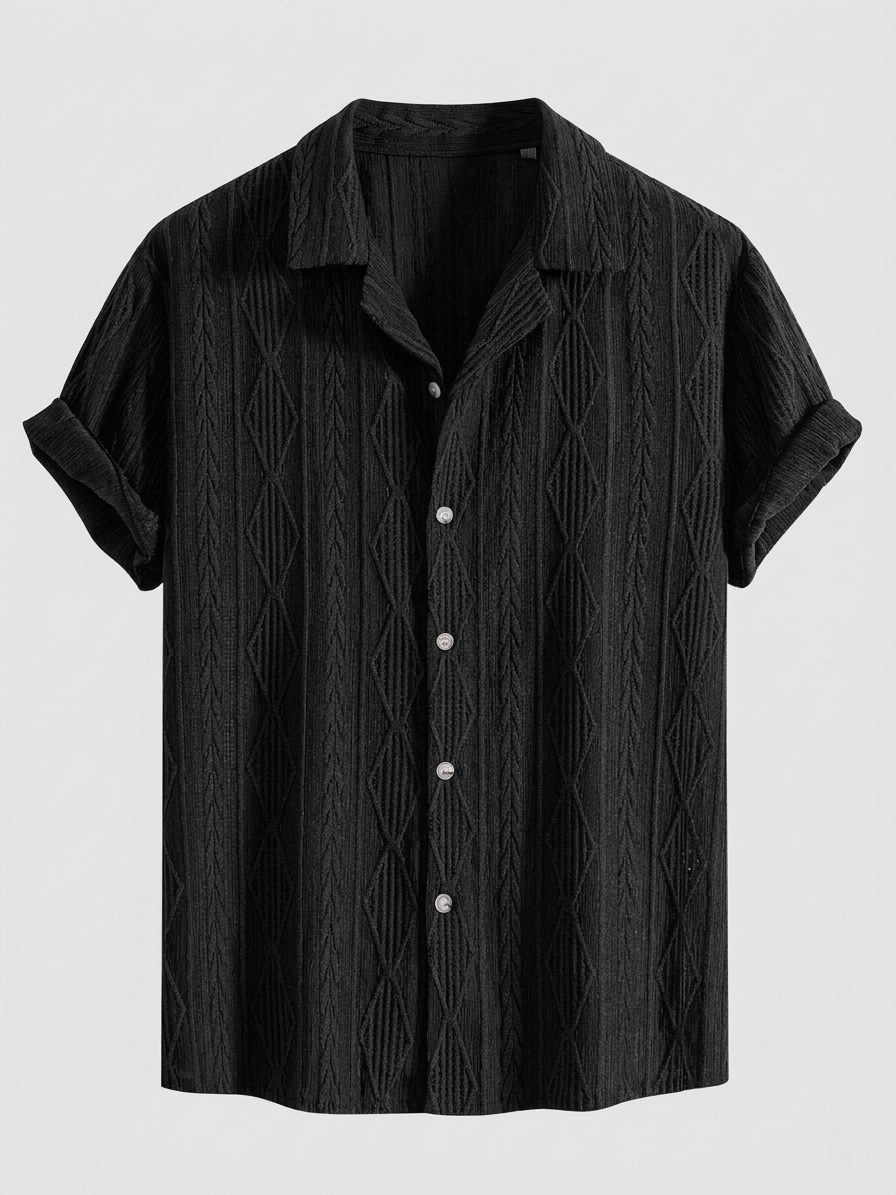 Chemise homme jacquard manches courtes