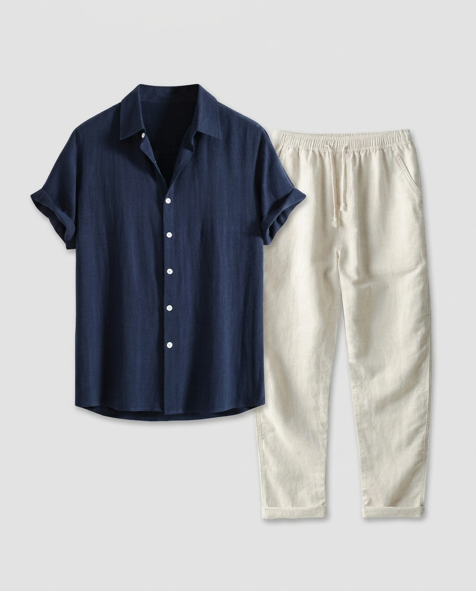 Ensemble homme chemise boutonnée pantalon droit