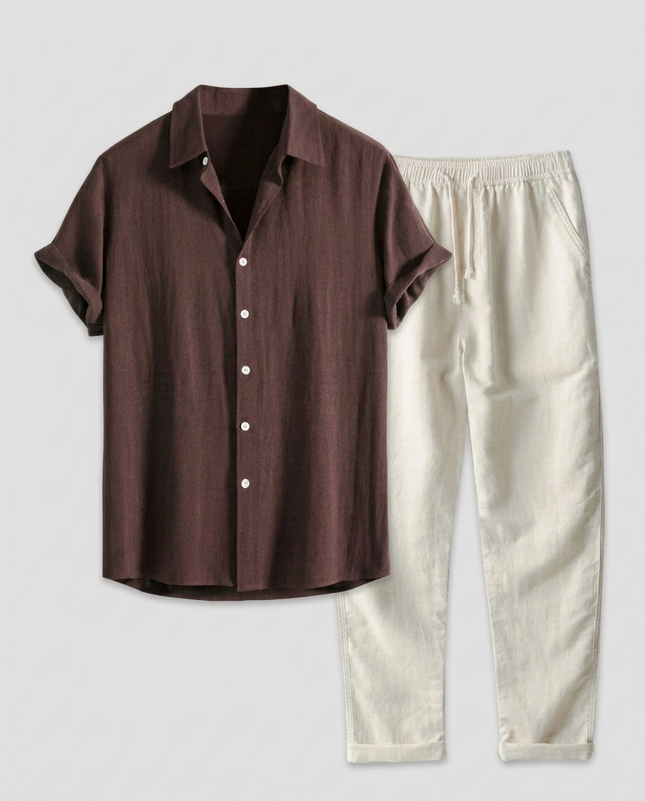 Ensemble homme chemise boutonnée pantalon droit