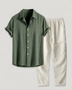 Ensemble homme chemise boutonnée pantalon droit