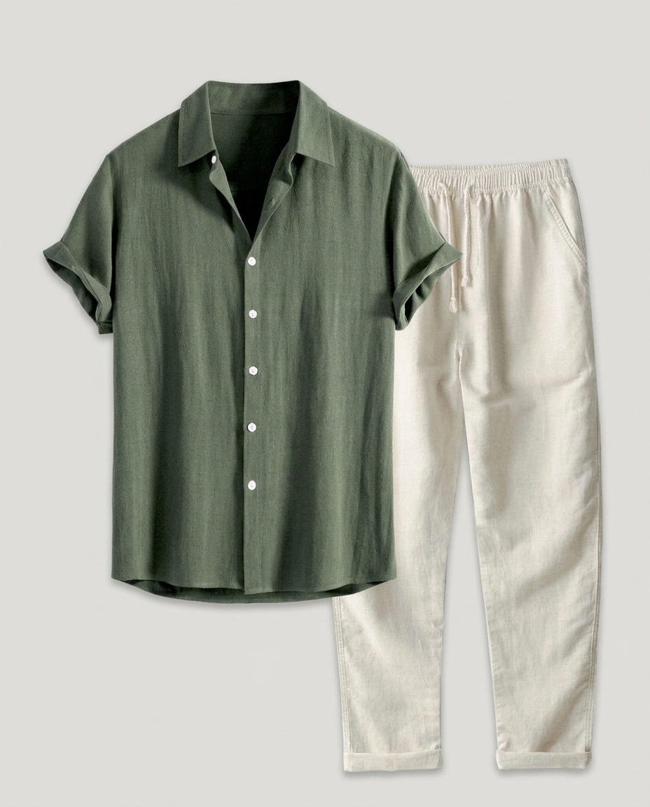 Ensemble homme chemise boutonnée pantalon droit