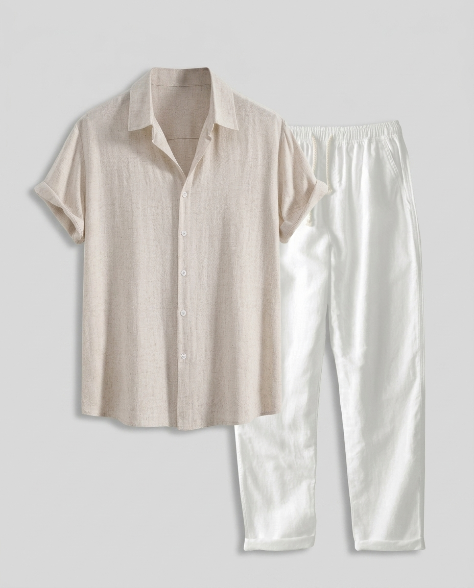 Ensemble homme chemise boutonnée pantalon droit