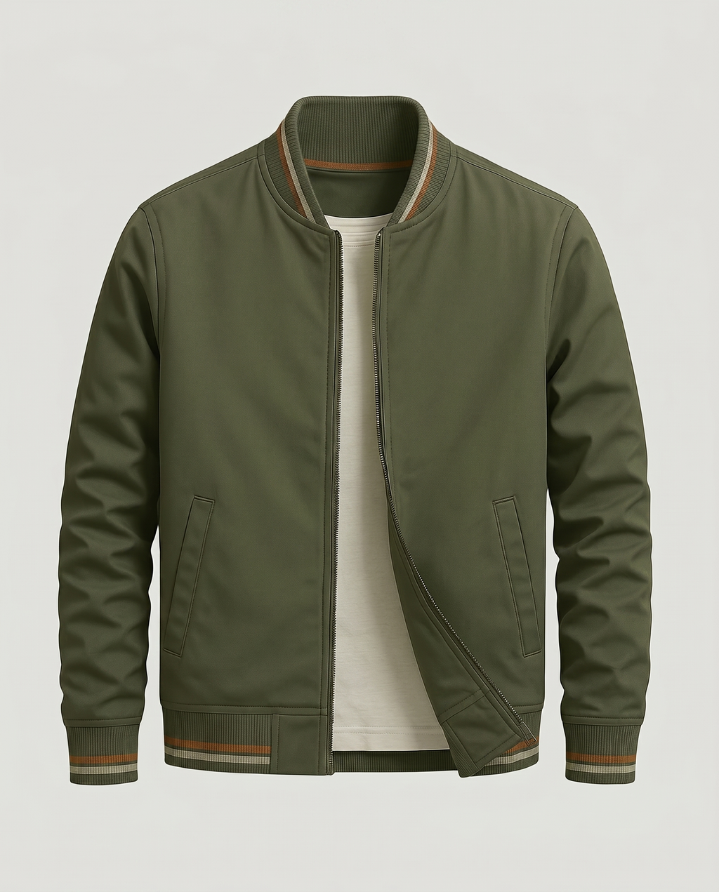 Veste homme zippée col côtelé