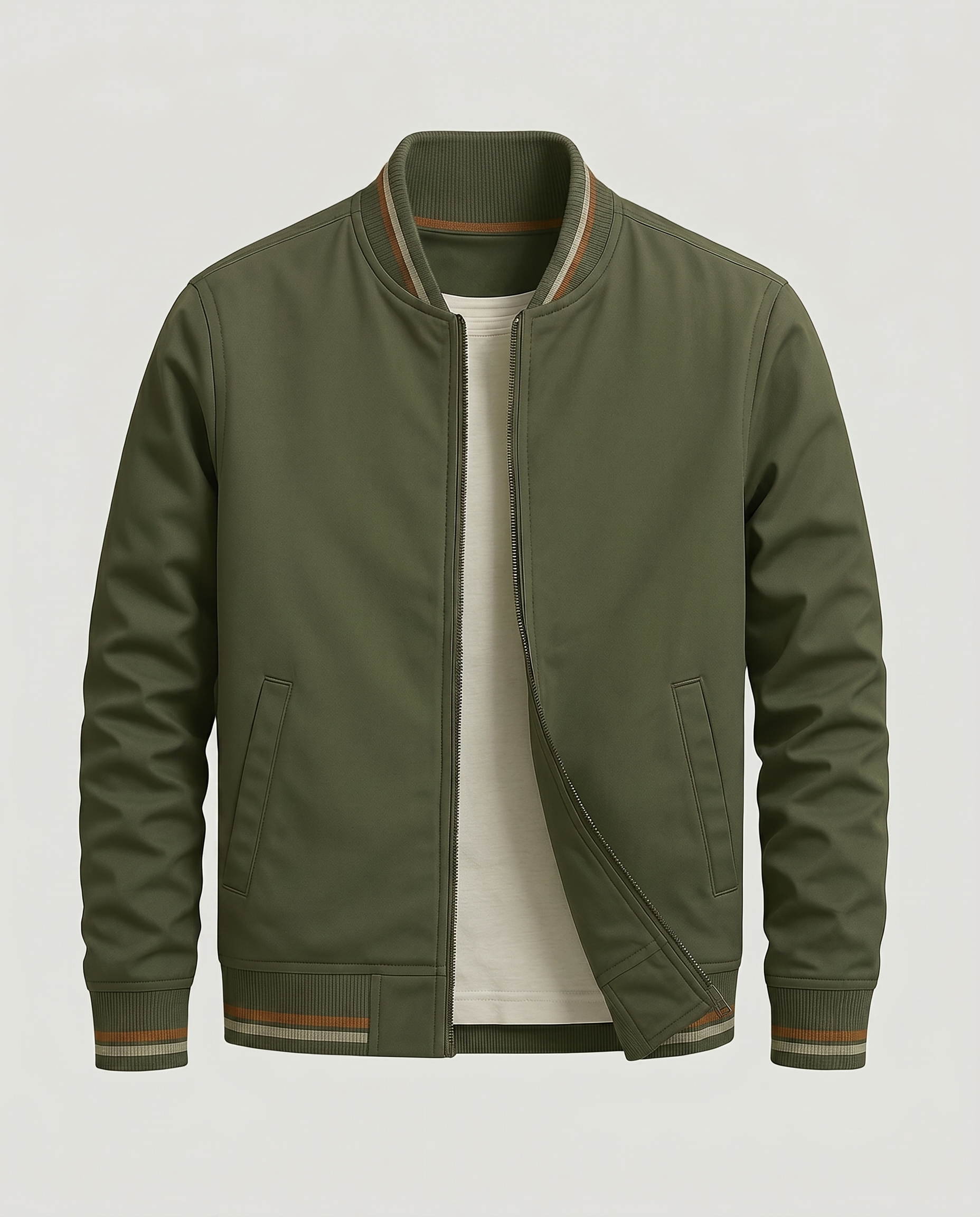 Veste homme zippée col côtelé