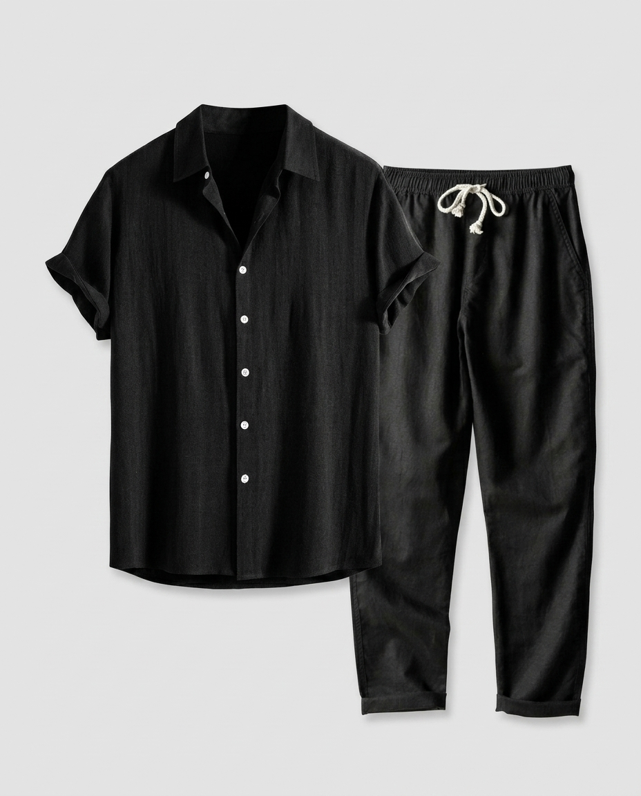 Ensemble homme chemise boutonnée pantalon droit