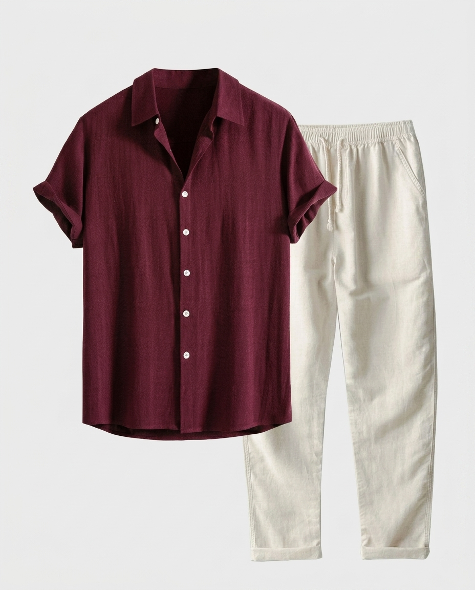 Ensemble homme chemise boutonnée pantalon droit