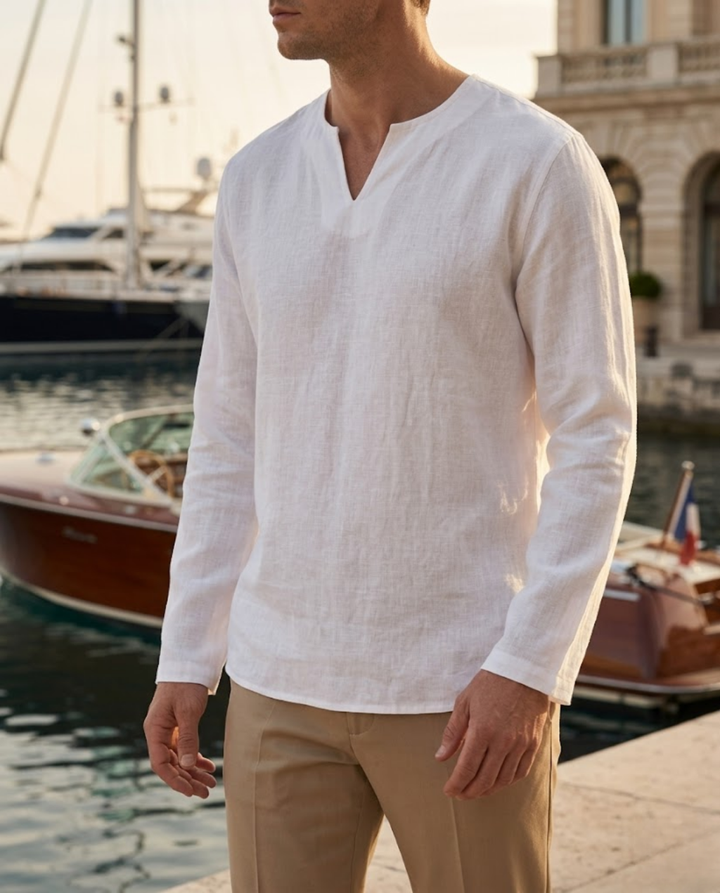 Chemise homme col fendu